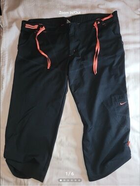 Nike Black Capri Pants with Coral Accent Drawstring